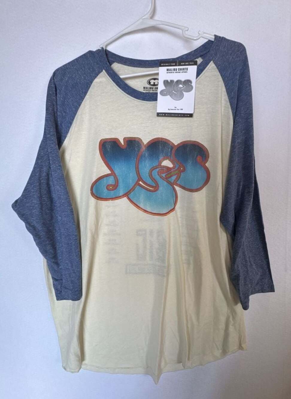 Malibu Shirts Yes Band Big Generator Tour 1988 Raglan Baseball T-Shirt